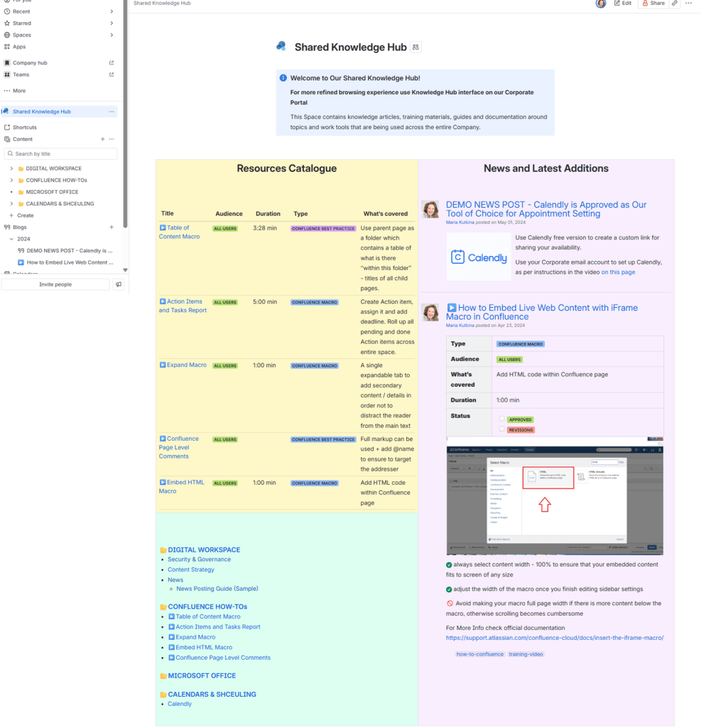 Knowledge base homepage